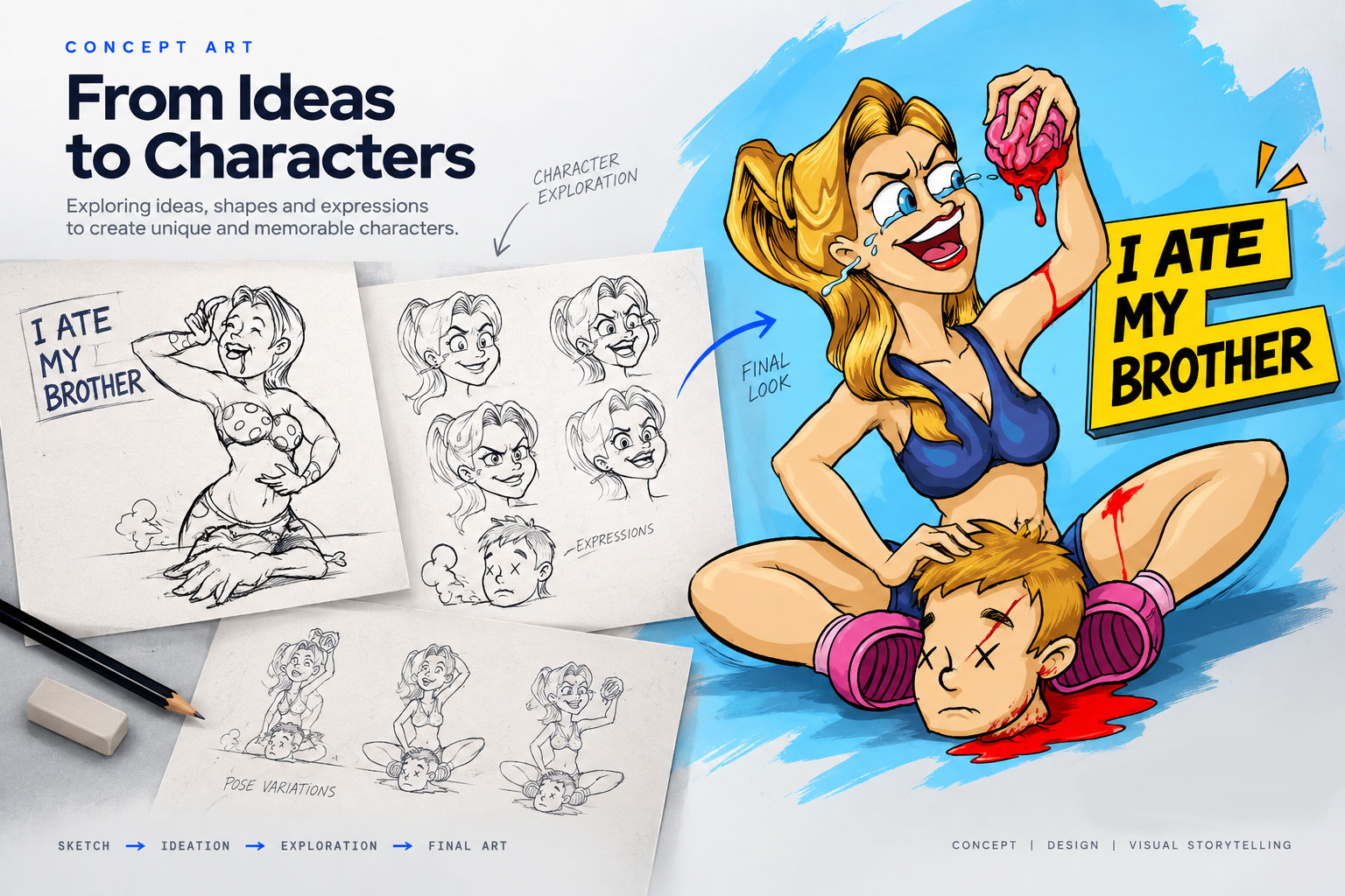 2D concept art and character development created by Archer Art Studio