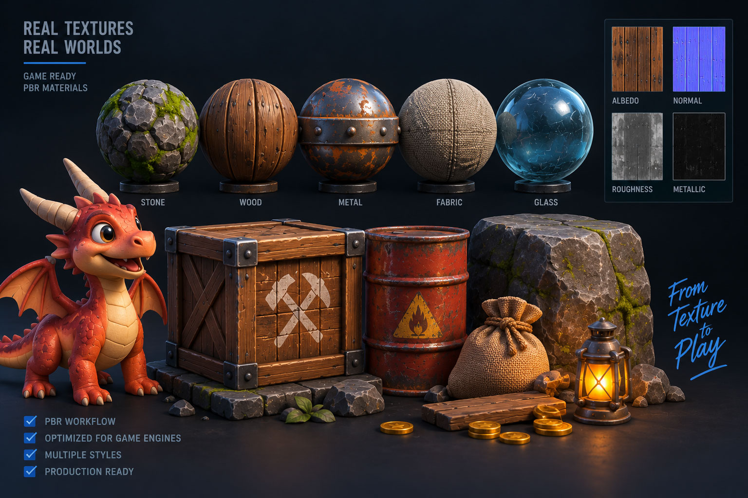 3D texturing and materials for game assets by Archer Art Studio