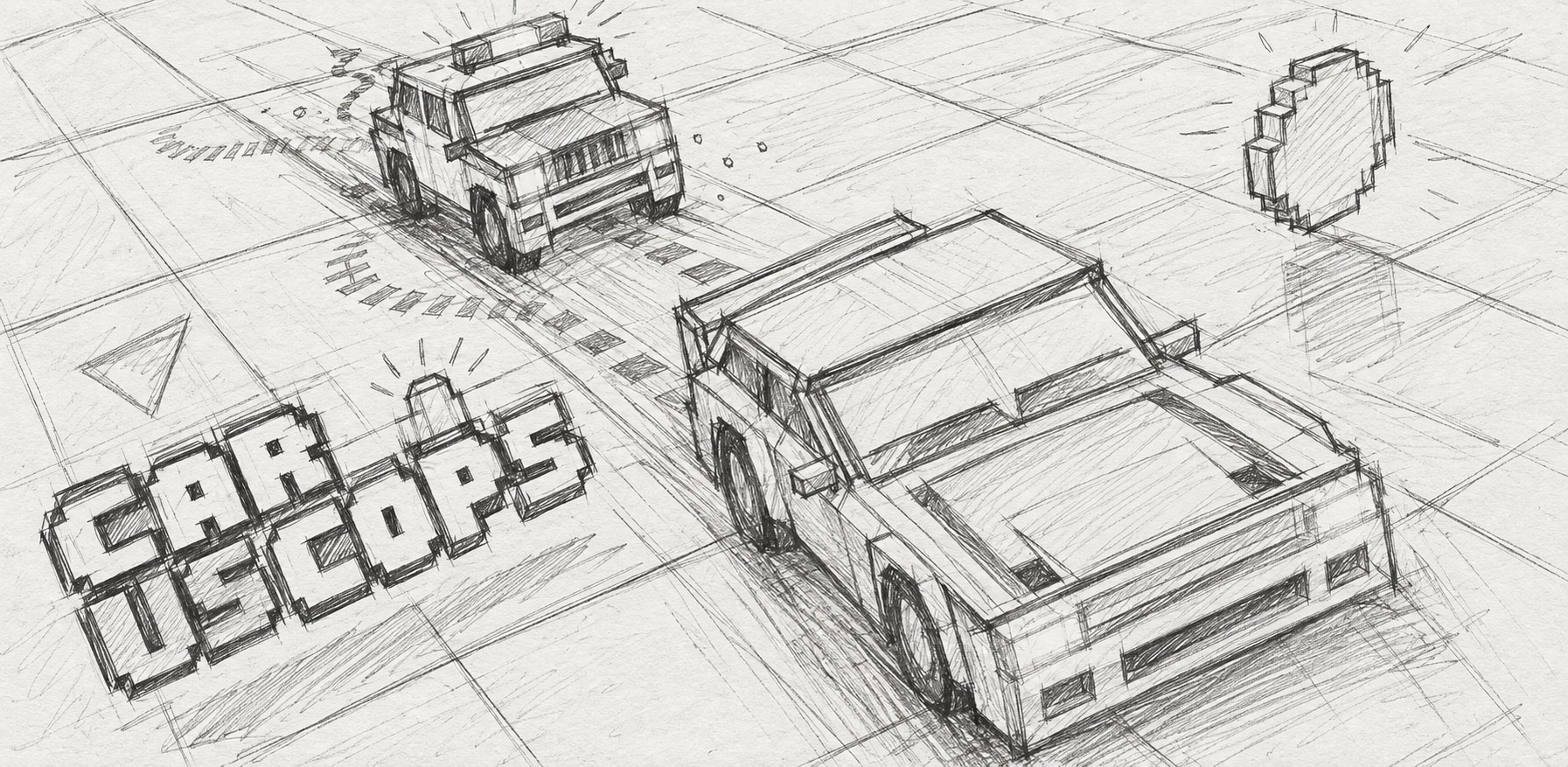 Car Vs Cops game promo sketch artwork