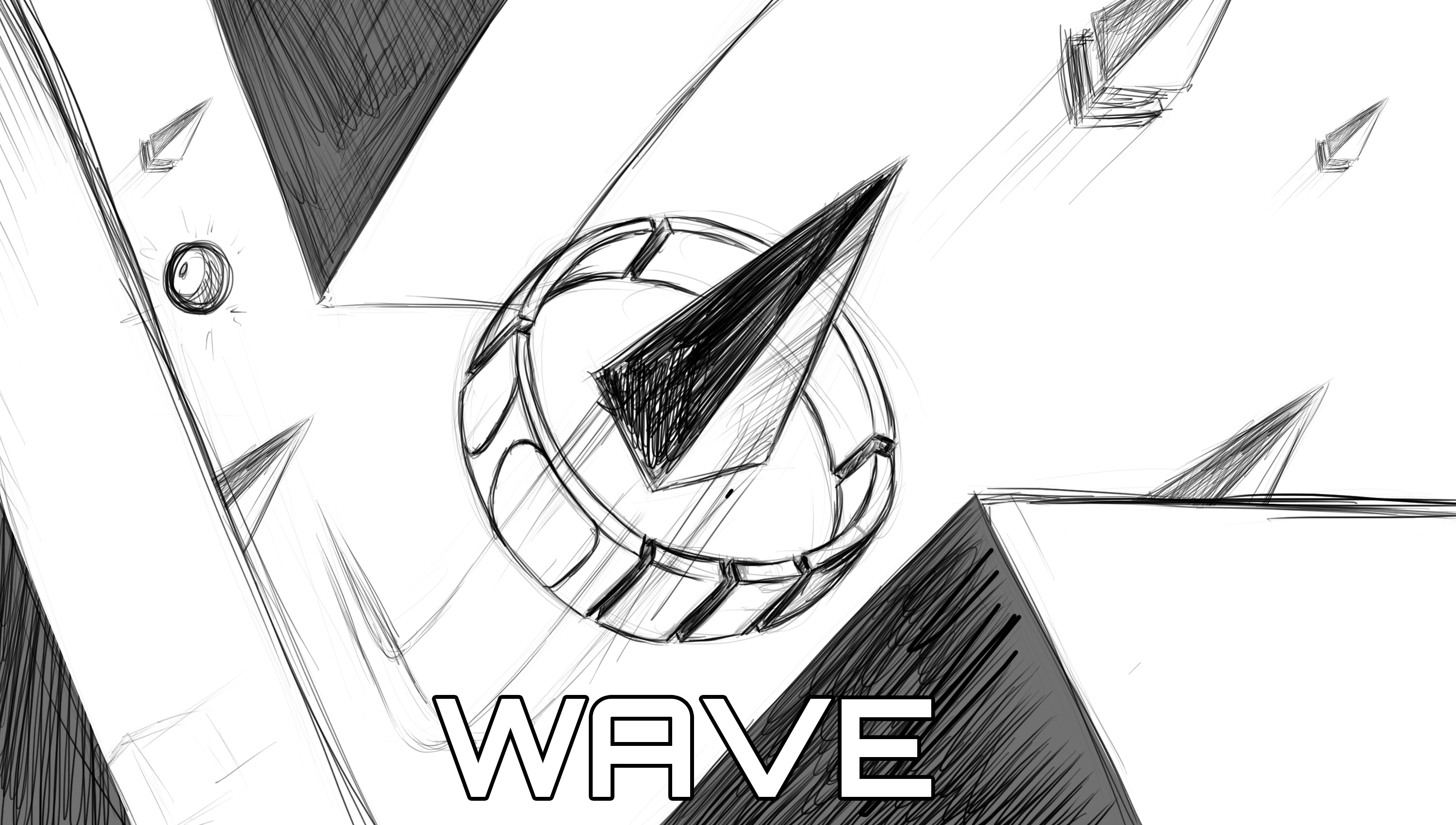 Initial sketch for Wave game artwork by Archer Art Studio