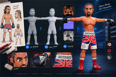 3D game characters, props and textured 3D assets