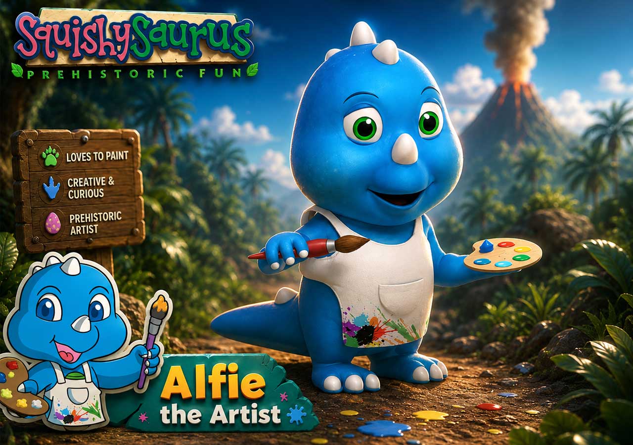 Squishy Sauras 3D AR character and interface design