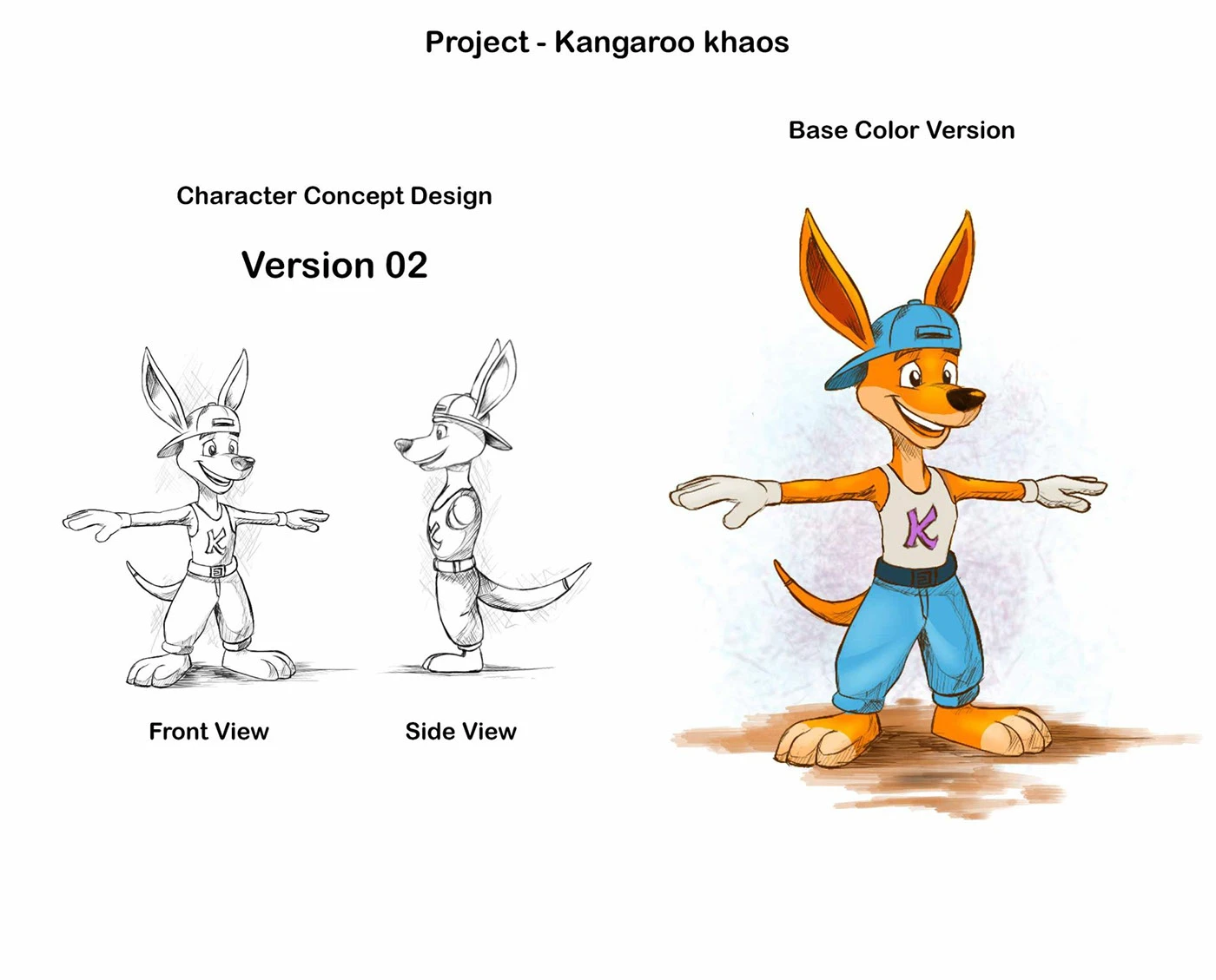 Kangaroo Khaos character concept and base color version