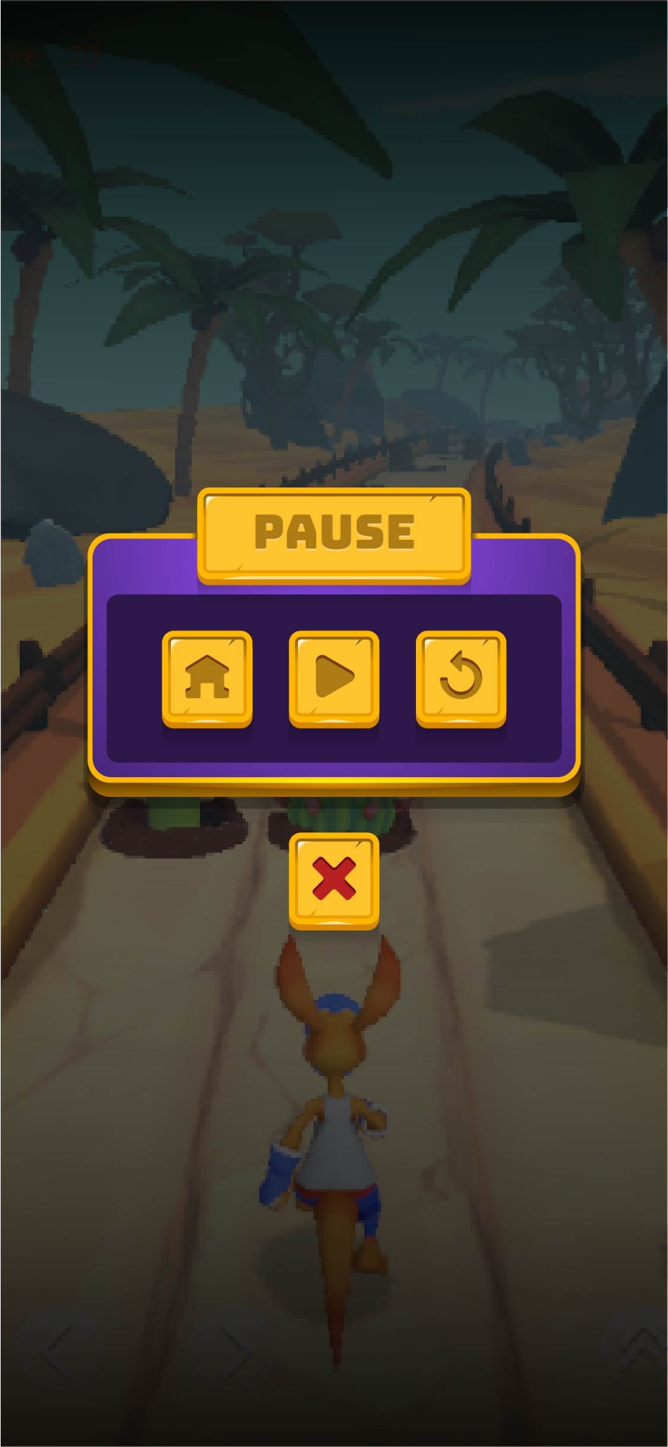 Kangaroo Khaos pause screen